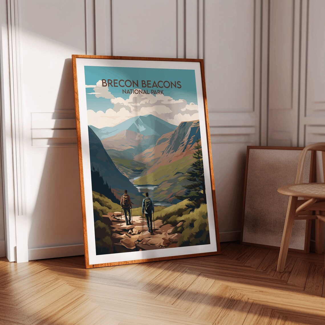 Brecon Beacons National Park Hikers Mountain Trail Travel Poster - Image 2