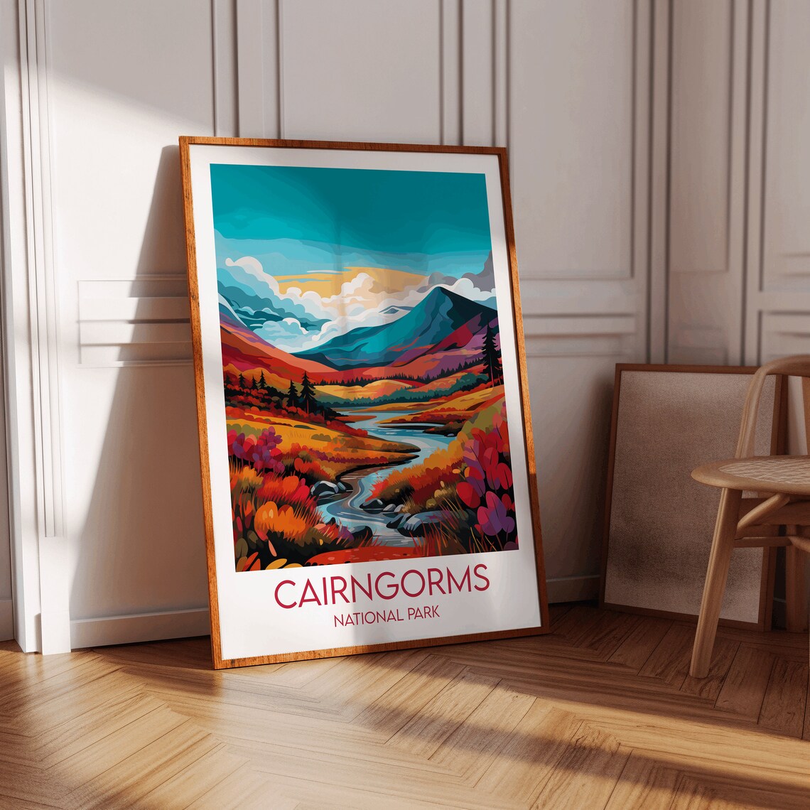 Cairngorms National Park Scotland Autumn Hills River Travel Poster - Image 2