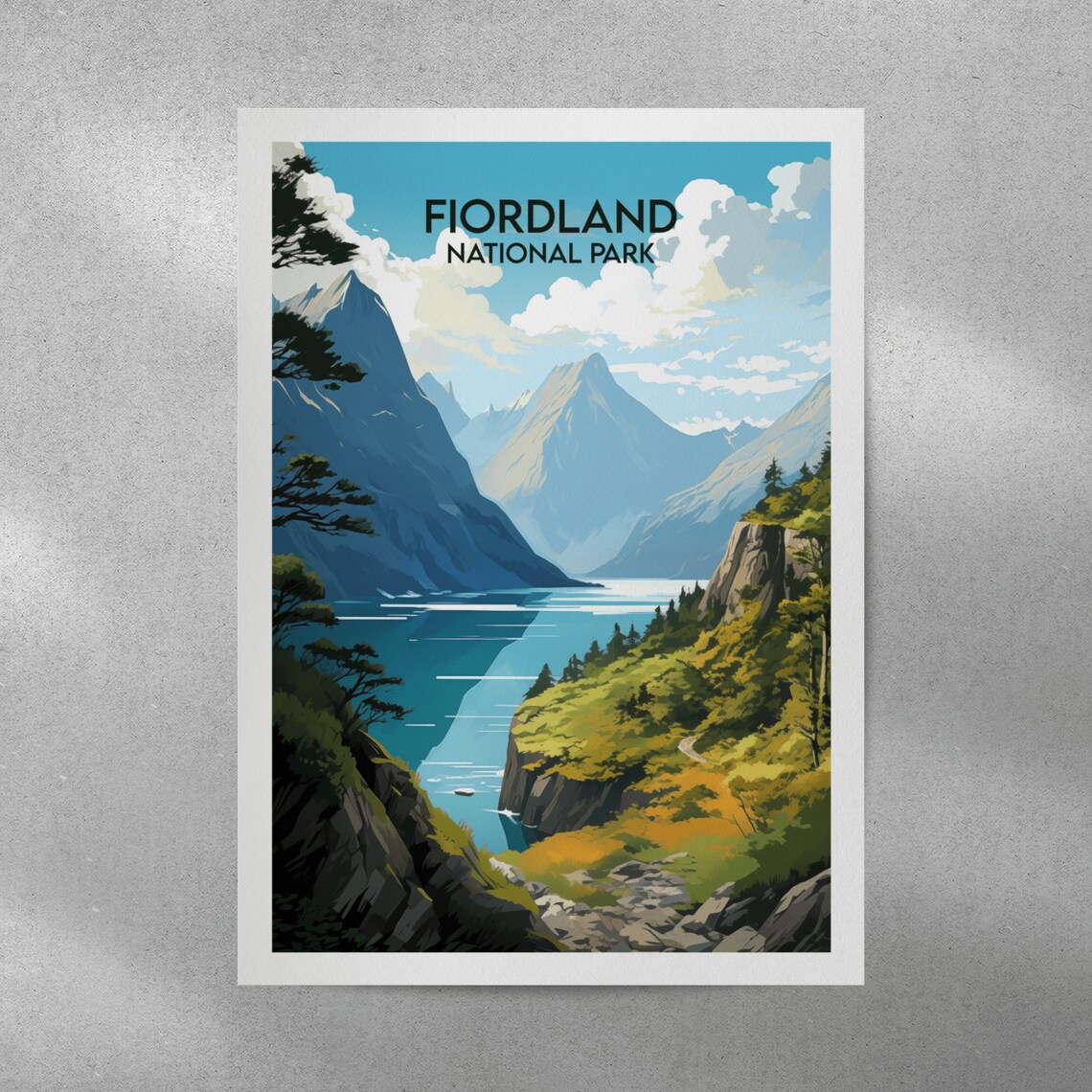 Fiordland National Park Dramatic Fjord Cliffs Turquoise Water Poster - Image 3