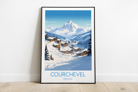 Courchevel France Alpine Village Snowy Peak Winter Ski Travel Poster