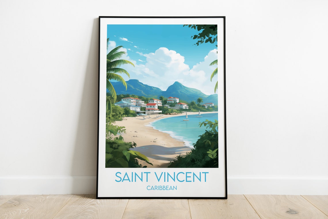 Saint Vincent Travel Print Caribbean Poster Custom Personalised Wedding Birthday Gift