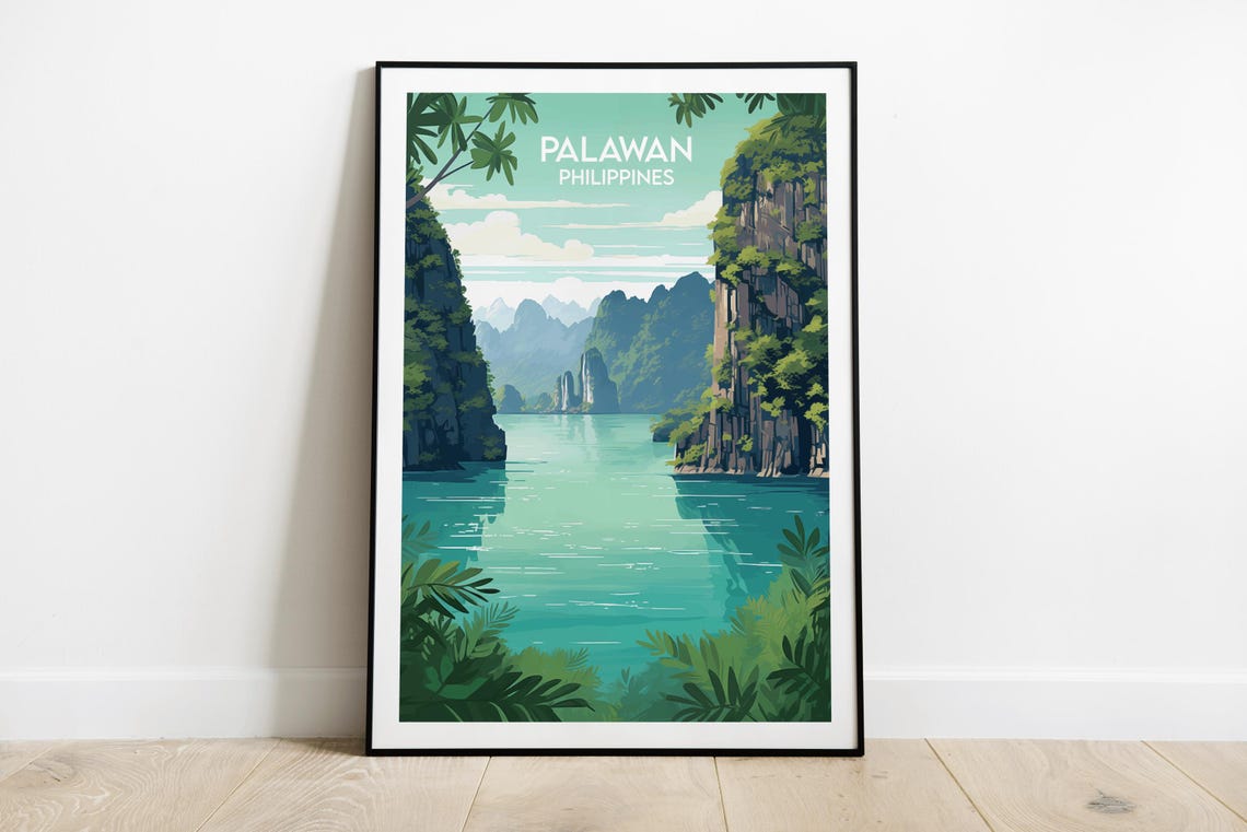 Palawan Philippines Turquoise Lagoon Karst Peaks Tropical Poster
