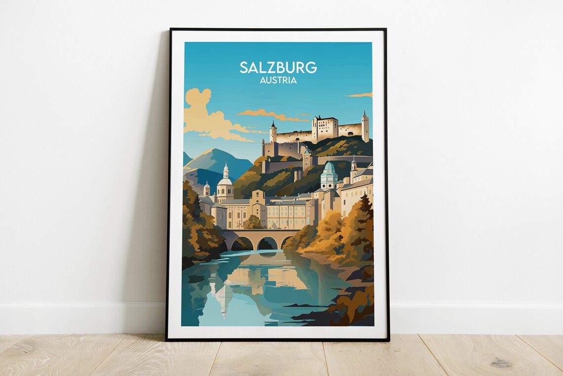 Salzburg Travel Poster, Custom Personalised Gift