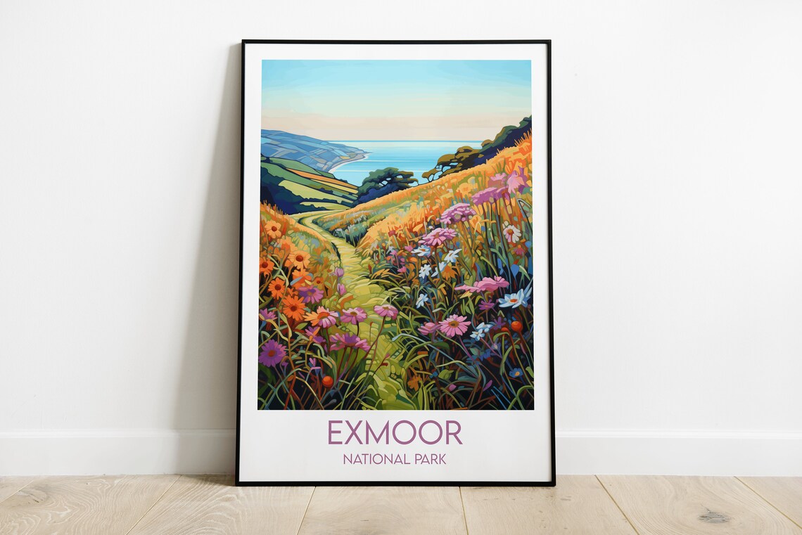 Exmoor National Park Wildflower Trail Ocean View Travel Poster