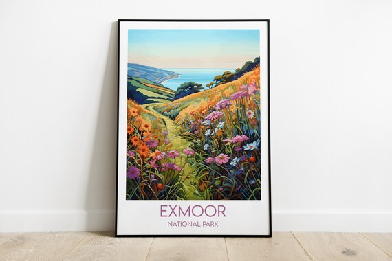 Exmoor National Park Wildflower Trail Ocean View Travel Poster