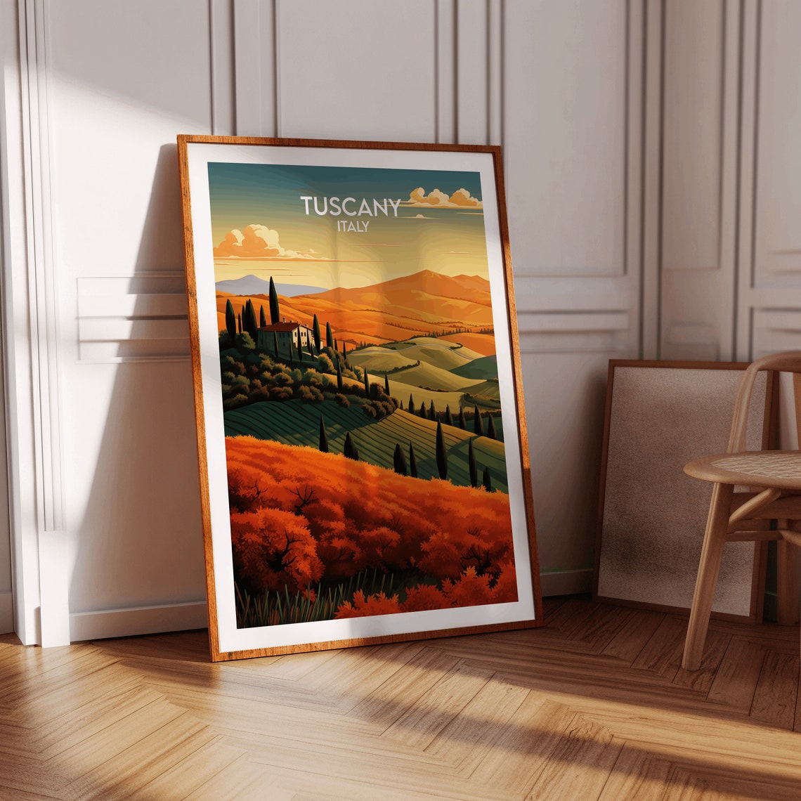 Tuscany Italy Rolling Hills Cypress Villa Countryside Travel Poster - Image 3