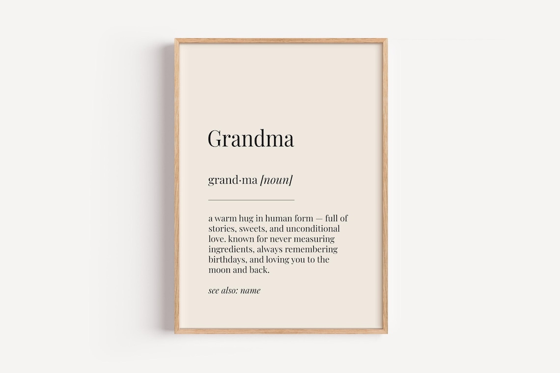 Grandma Definition Poster Sweet Birthday Gift For Grandmothers