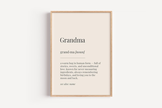 Grandma Definition Poster Sweet Birthday Gift For Grandmothers