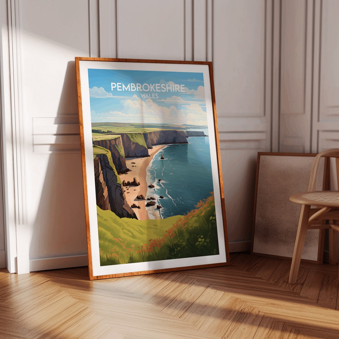 Pembrokeshire Wales Coastal Cliffs Sandy Beach Seaside Poster - Image 2