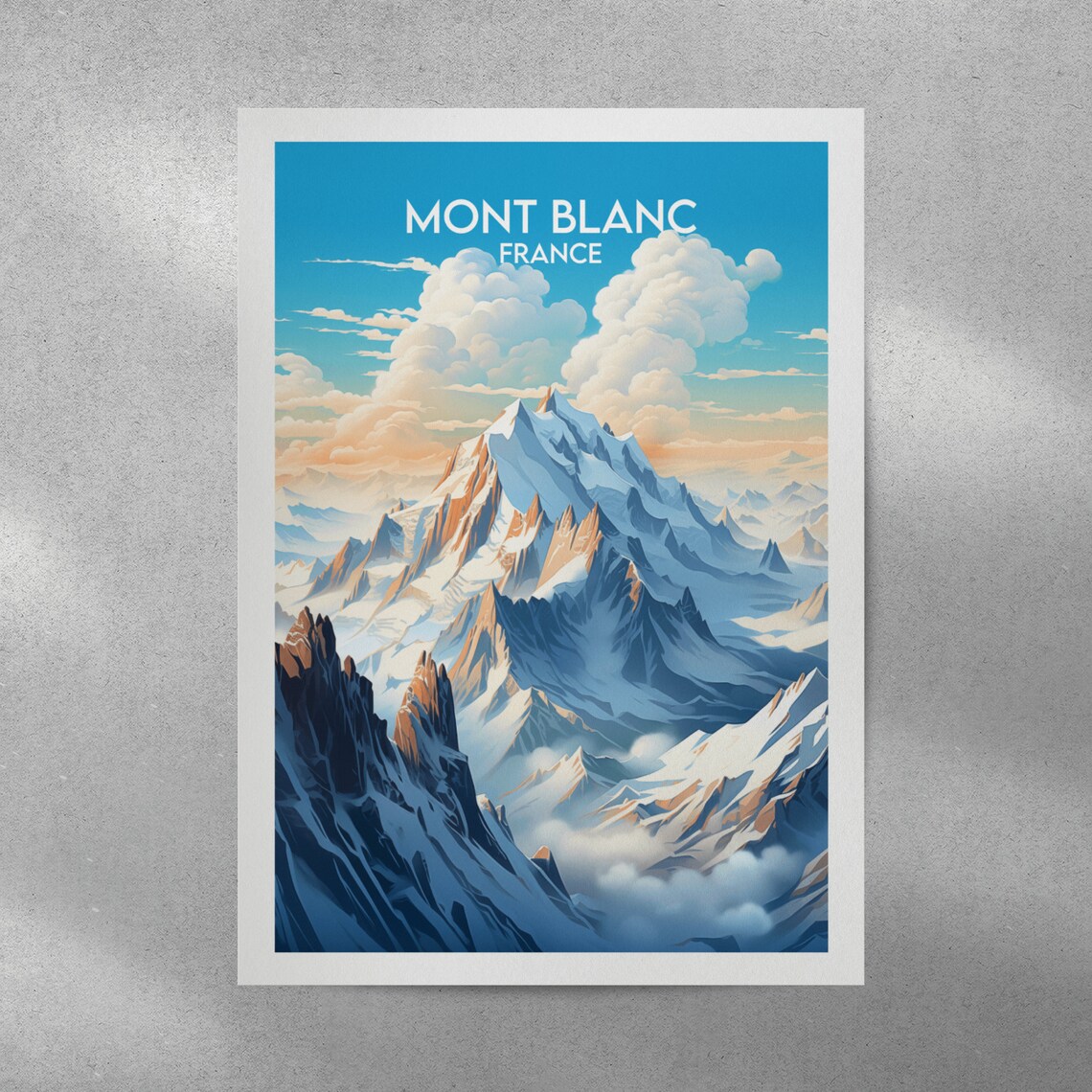 Mont Blanc Travel Poster, France Custom Personalised - Image 3