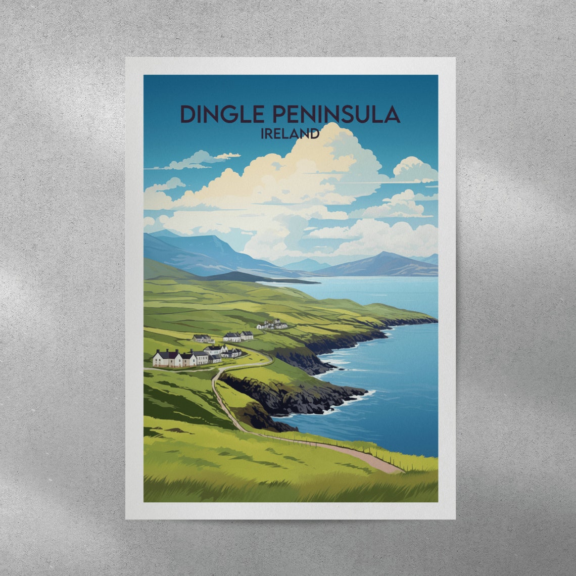 Dingle Peninsula Ireland Green Cliffs Coastal Walk Travel Poster - Image 4