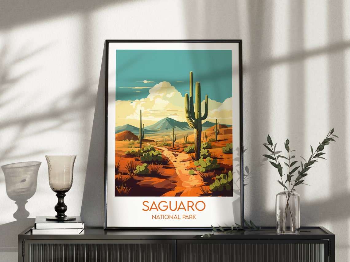 Saguaro National Park Arizona Desert Cactus Sunset Travel Poster - Image 5