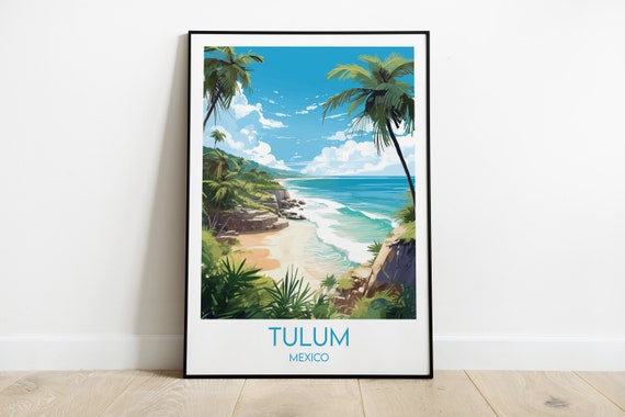 Tulum Travel Print Mexico Poster Custom Personalised Wedding Birthday Gift