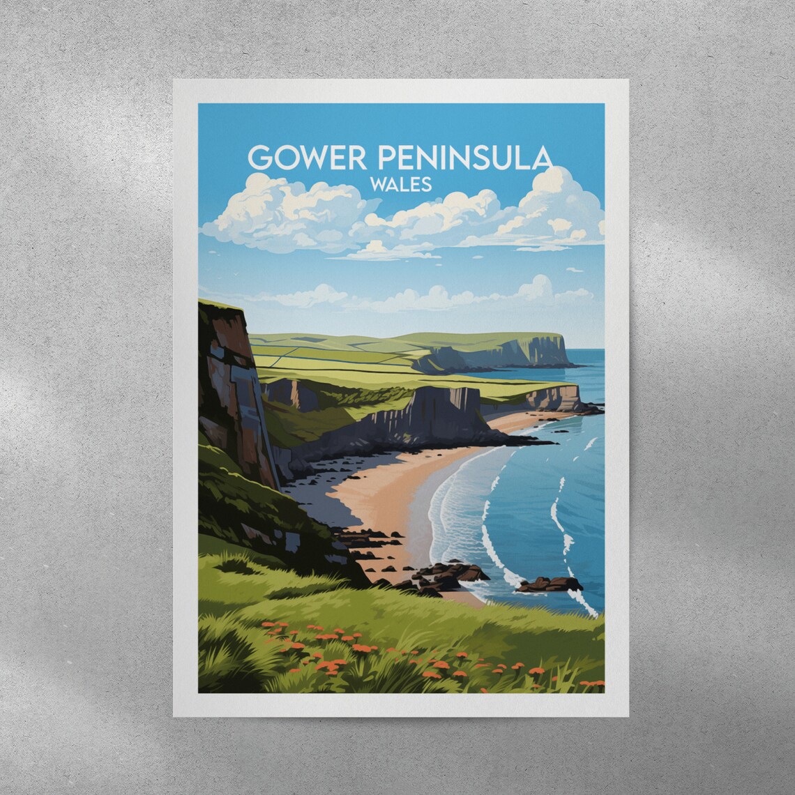 Gower Peninsula Travel Poster, Wales Custom Gift - Image 3