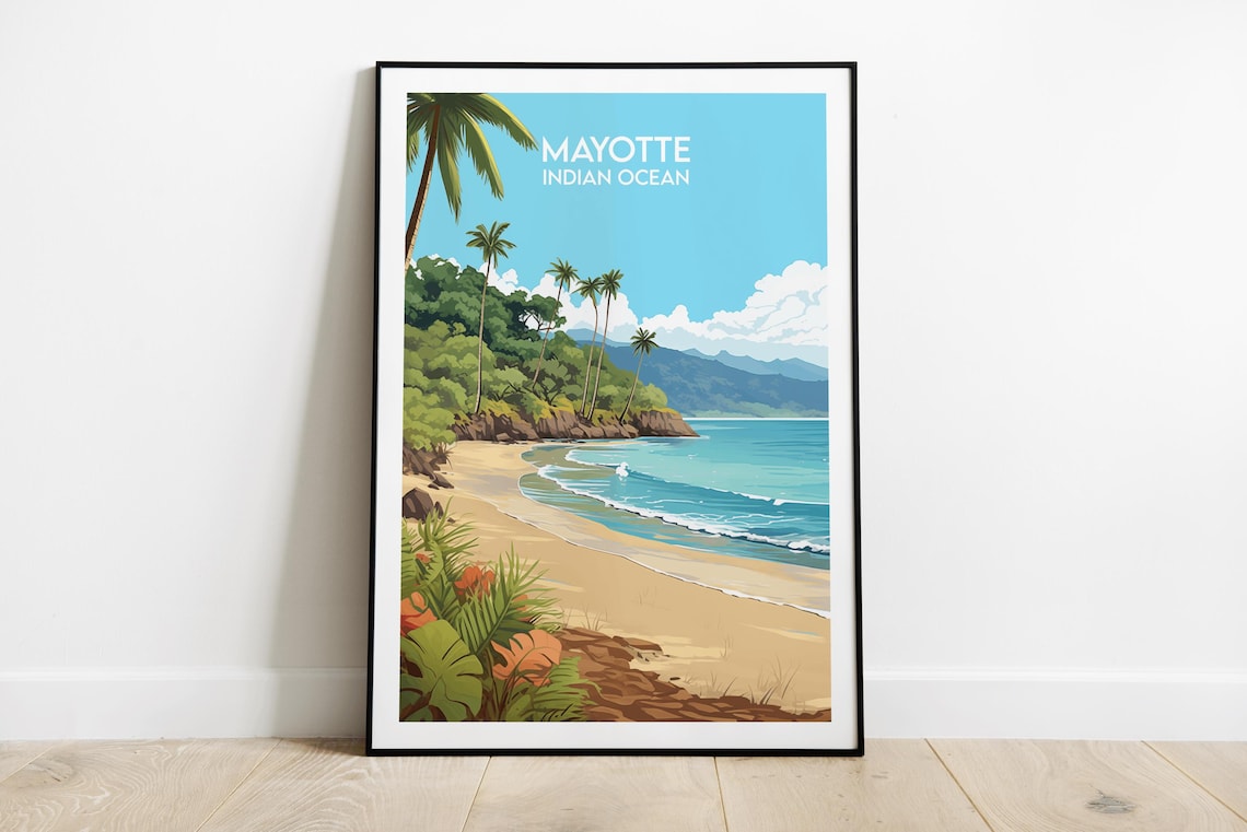 Mayotte Travel Poster, Indian Ocean Custom Personalised
