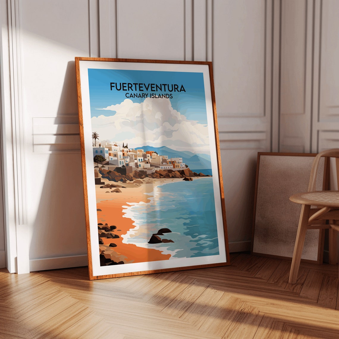 Fuerteventura Canary Islands White Town Orange Beach Coast Poster - Image 2