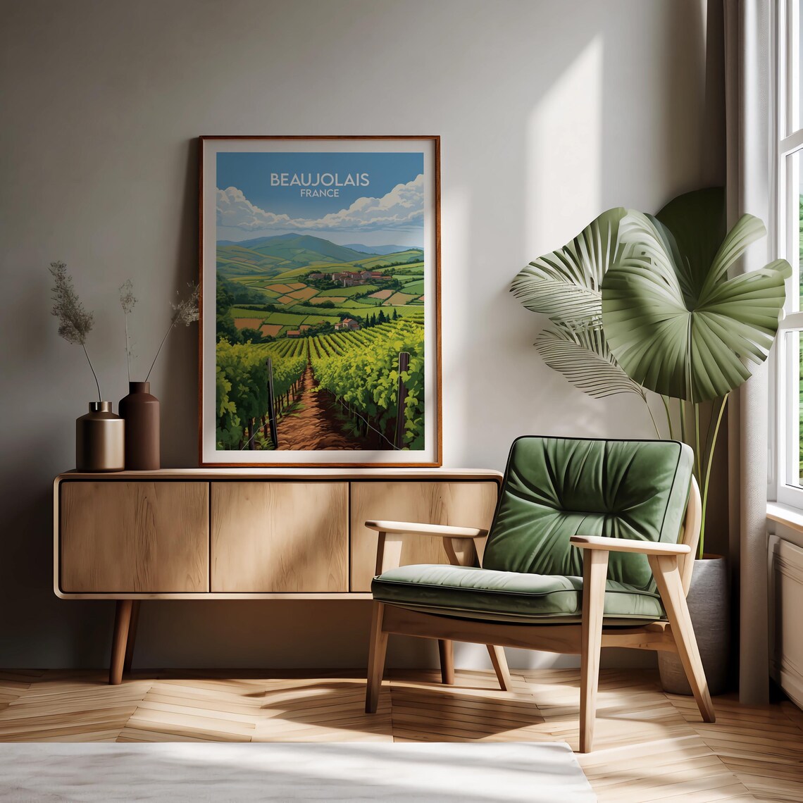 Beaujolais France Vineyard Hills Wine Country Travel Art Poster - Image 2