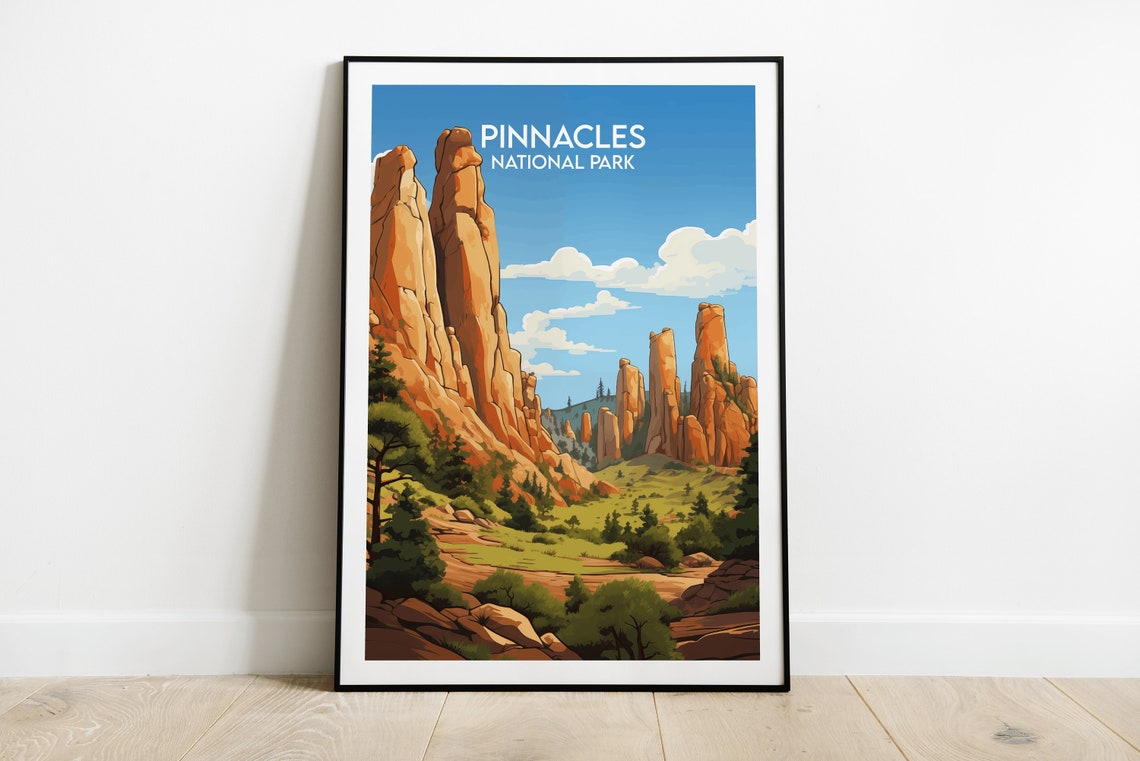 Pinnacles National Park Orange Rock Spires Desert Travel Poster