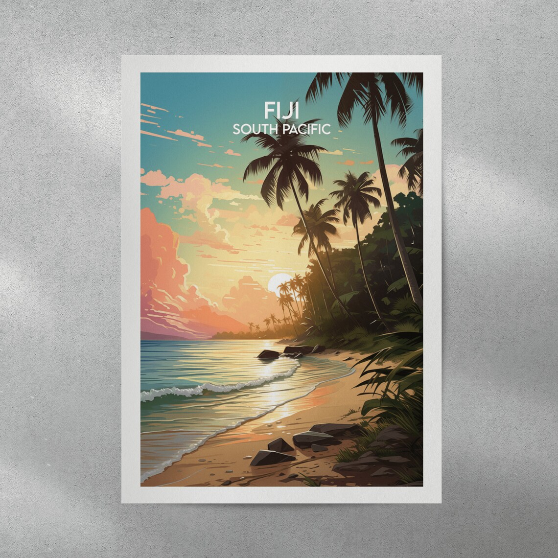 Fiji Travel Print, South Pacific Custom Personalised Poster - Image 4
