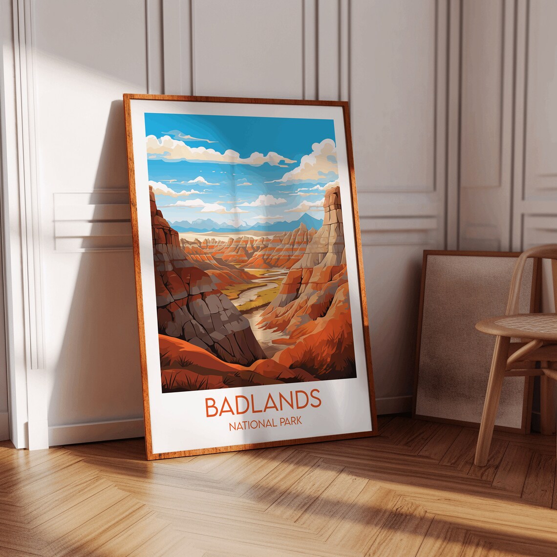 Badlands National Park Red Rock Canyon Layers Retro Travel Poster - Image 2