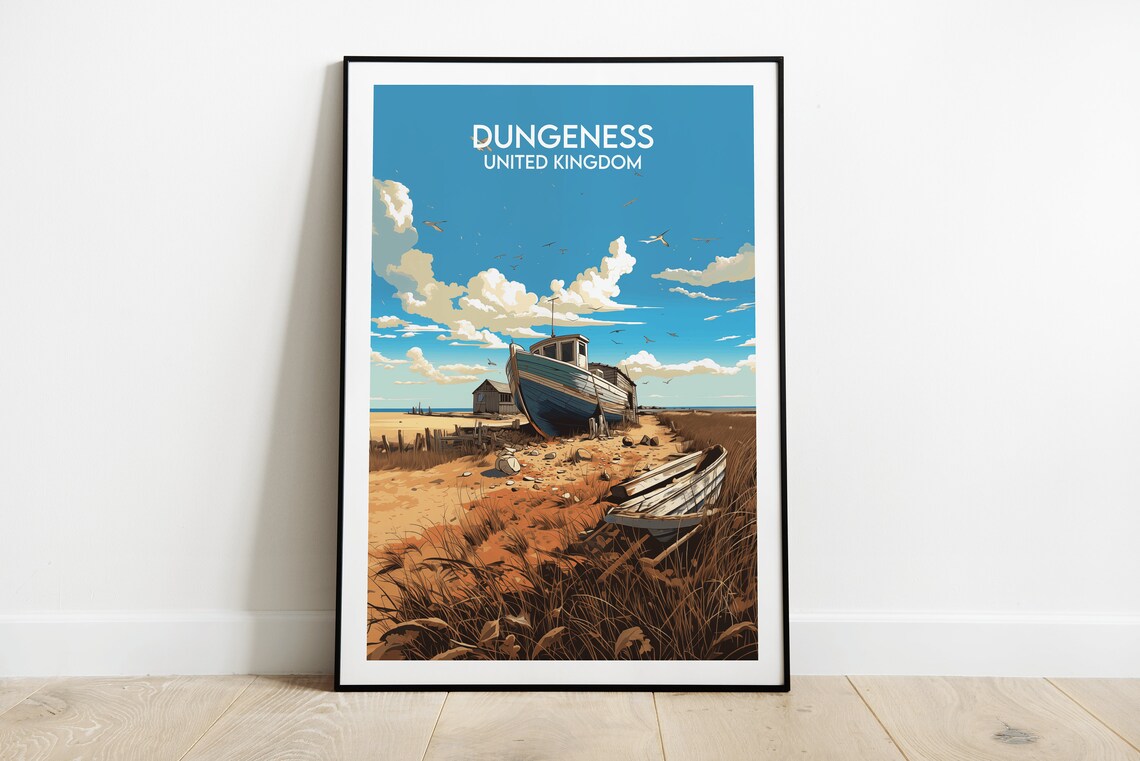 Dungeness United Kingdom Beached Fishing Boats Travel Poster