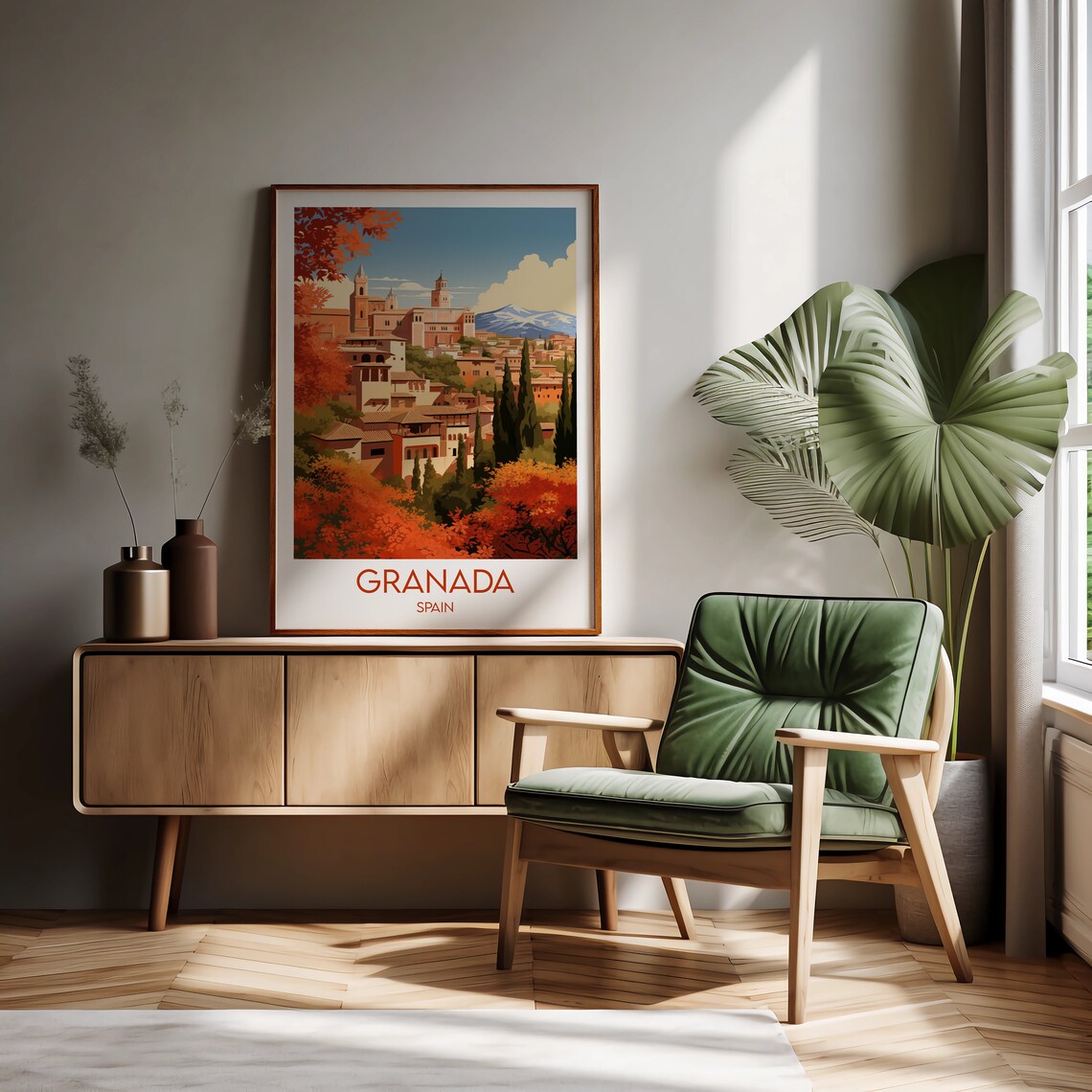 Granada Spain Alhambra Old Town Autumn Colors Travel Art Poster - Image 3