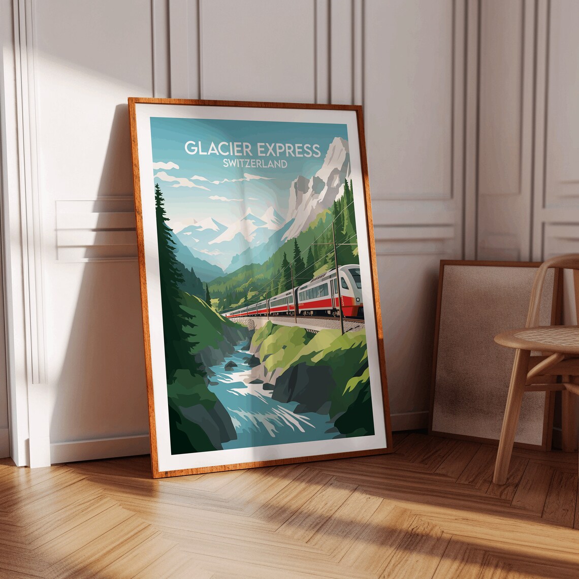 Glacier Express Switzerland Vintage Mountain Train Travel Poster - Image 3