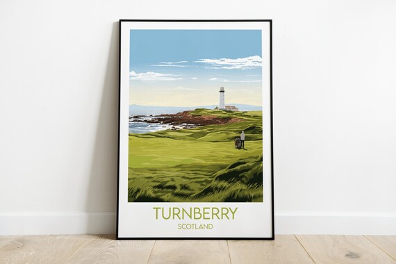 Turnberry Golf Club Travel Print Scotland Poster Custom Personalised Wedding Birthday Gift