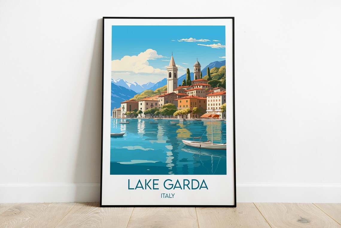 Lake Garda Travel Poster, Italy Custom Print