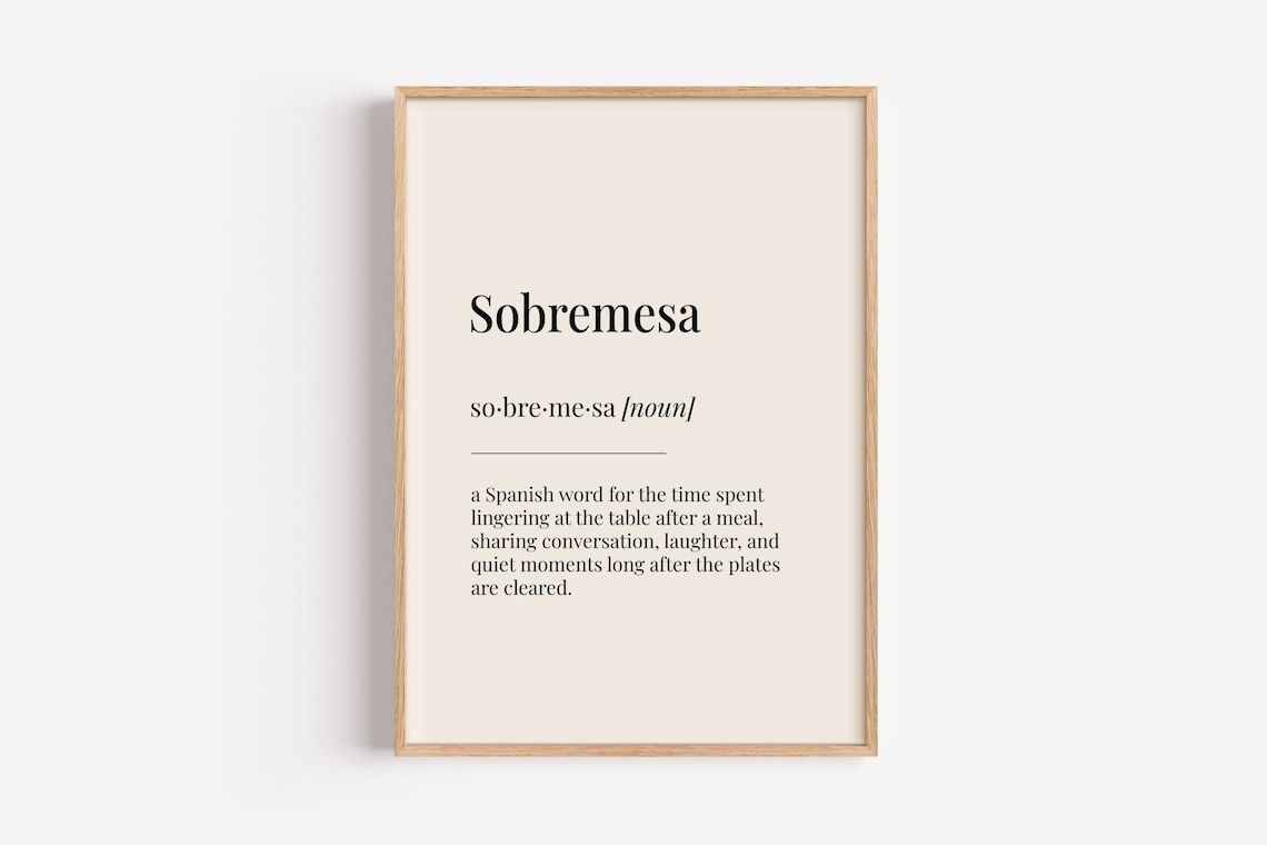 Sobremesa Definition Dictionary Poster, Spanish Kitchen Art