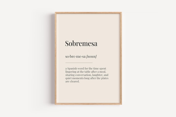 Sobremesa Definition Dictionary Poster, Spanish Kitchen Art