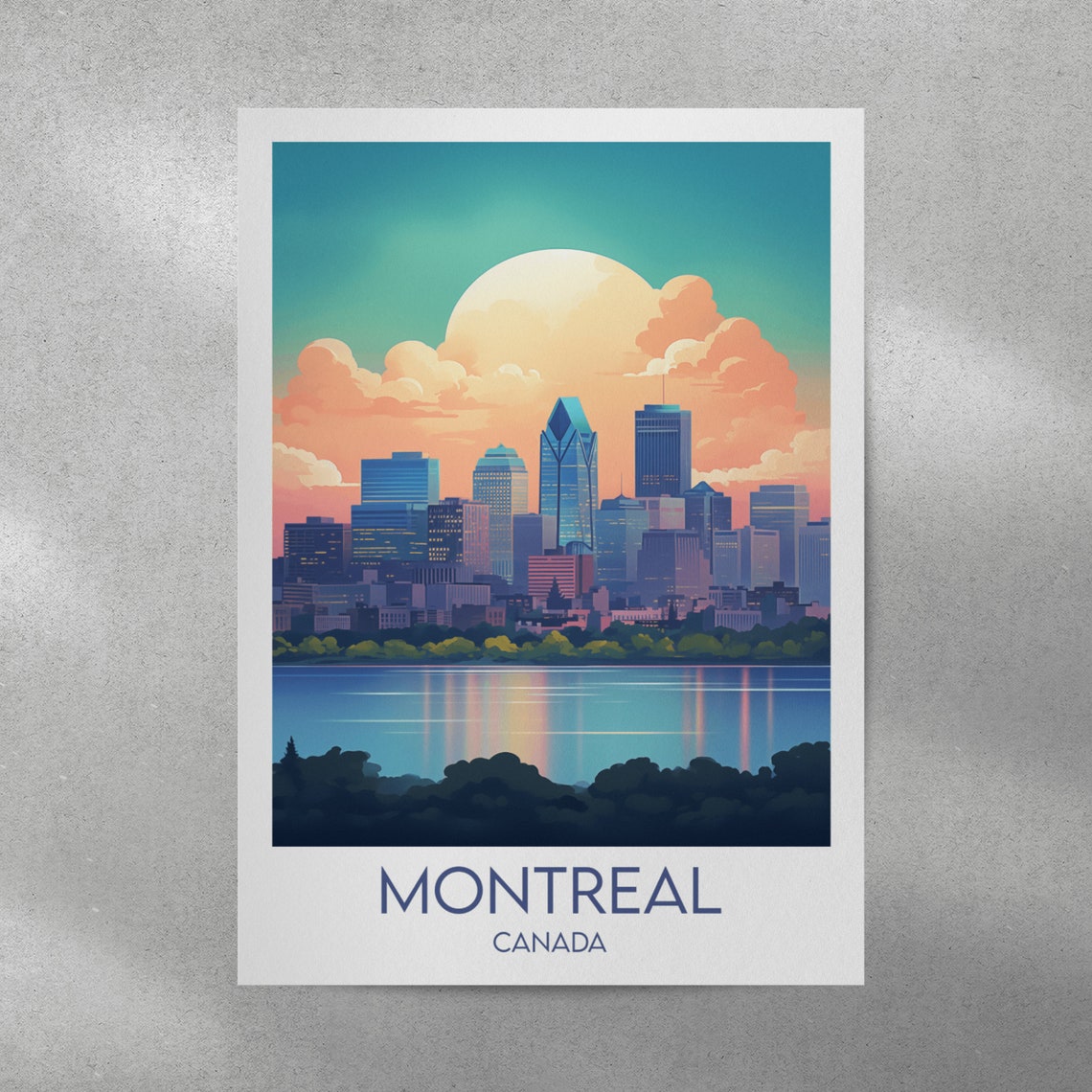 Montreal Canada Downtown Skyline Waterfront Sunset Travel Poster - Image 2