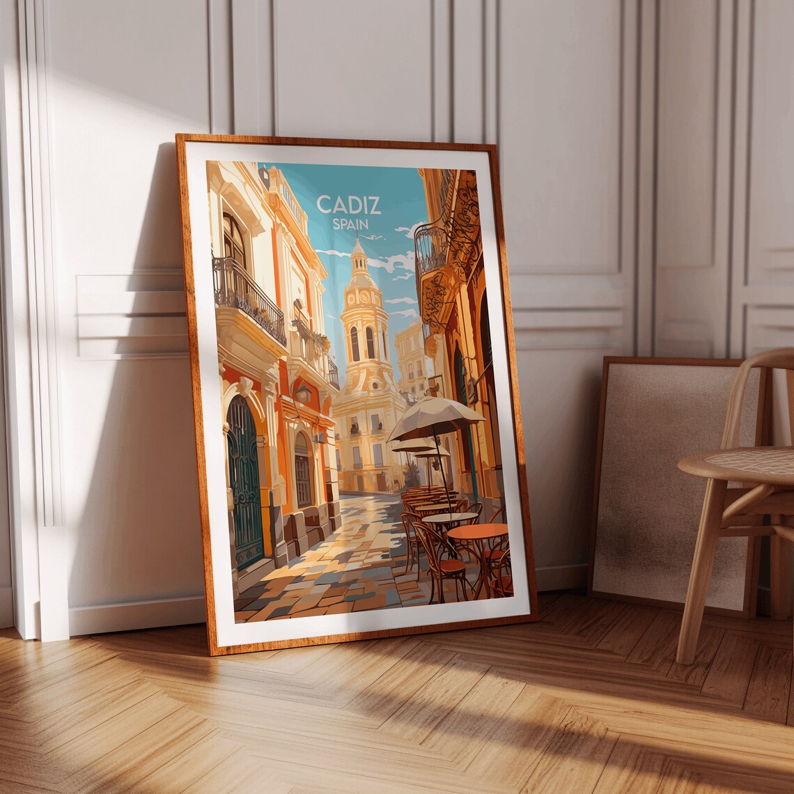 Cadiz Spain Cathedral Old Town Street Cafe Andalusia Travel Poster - Image 2