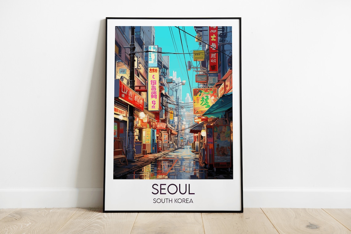 Seoul Travel Poster, South Korea Custom Gift