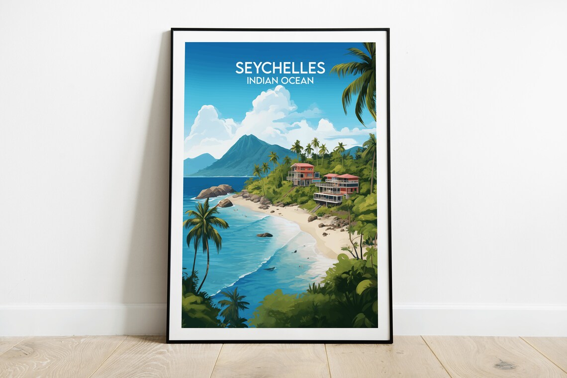 Seychelles Indian Ocean Beach Island Tropical Paradise Poster