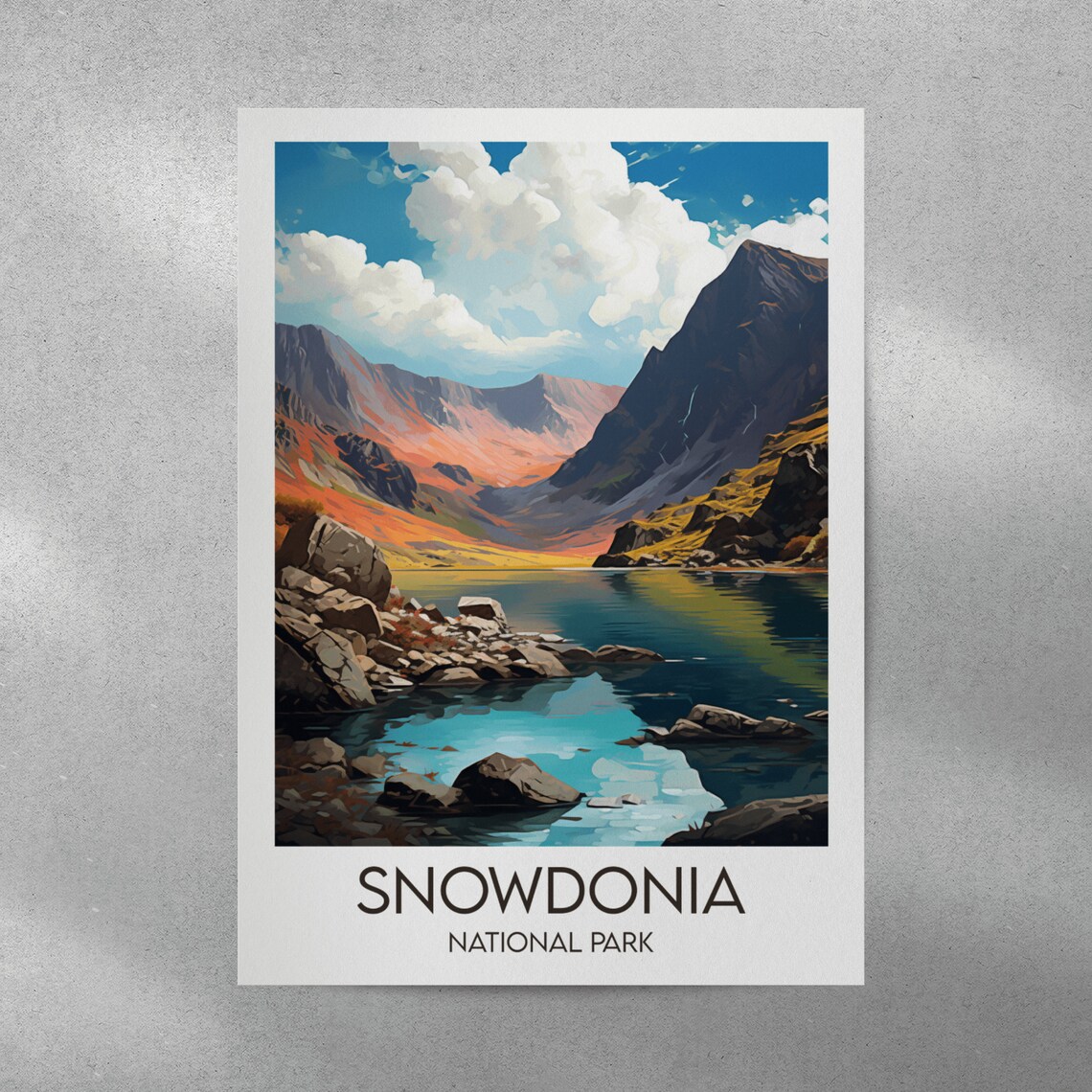 Snowdonia National Park Mountain Lake Vintage Welsh Travel Poster - Image 5