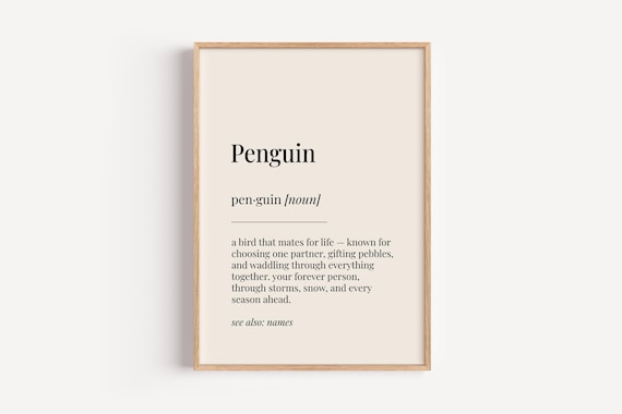Penguin Love Definition Poster Dictionary Word Art Anniversary Gift