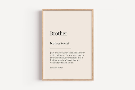 Brother Definition Dictionary Poster, Funny Gift For Him