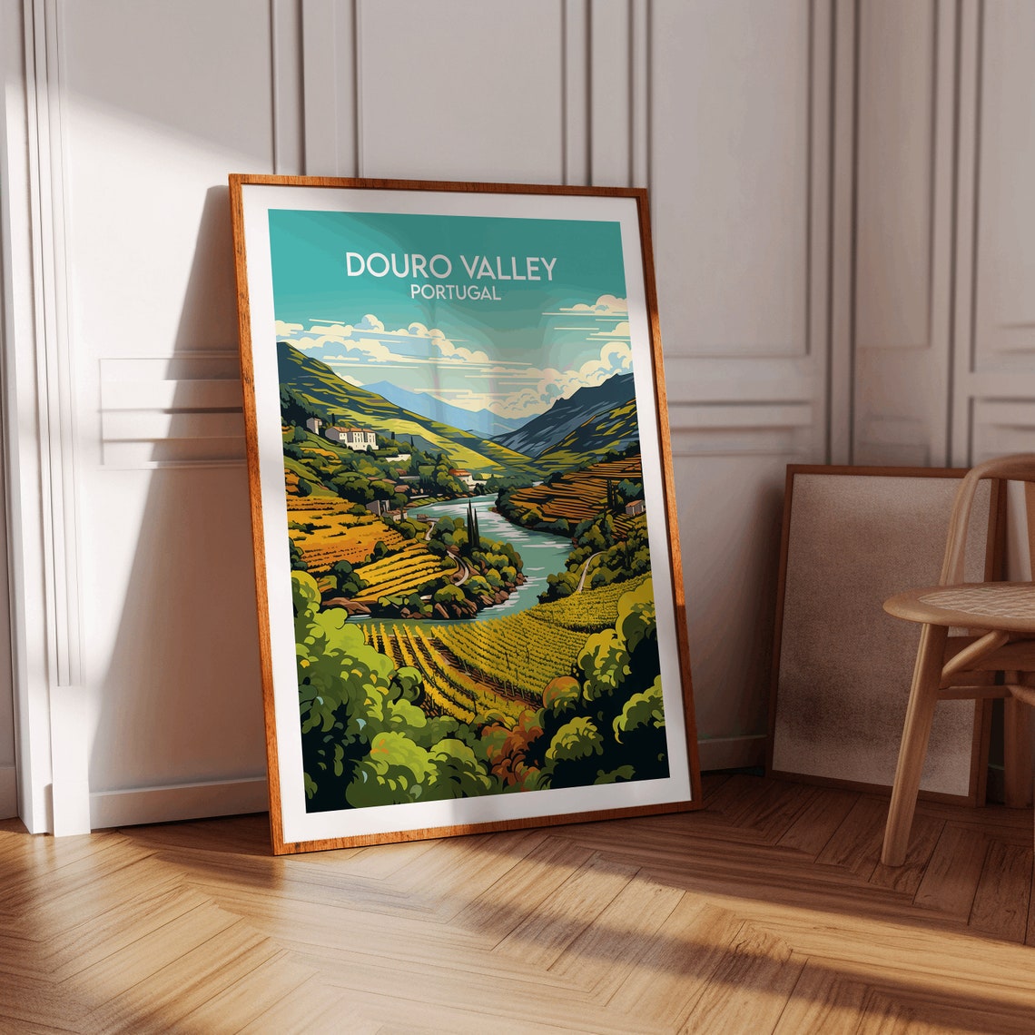 Douro Valley Portugal Terraced Vineyard River Vintage Poster - Image 2