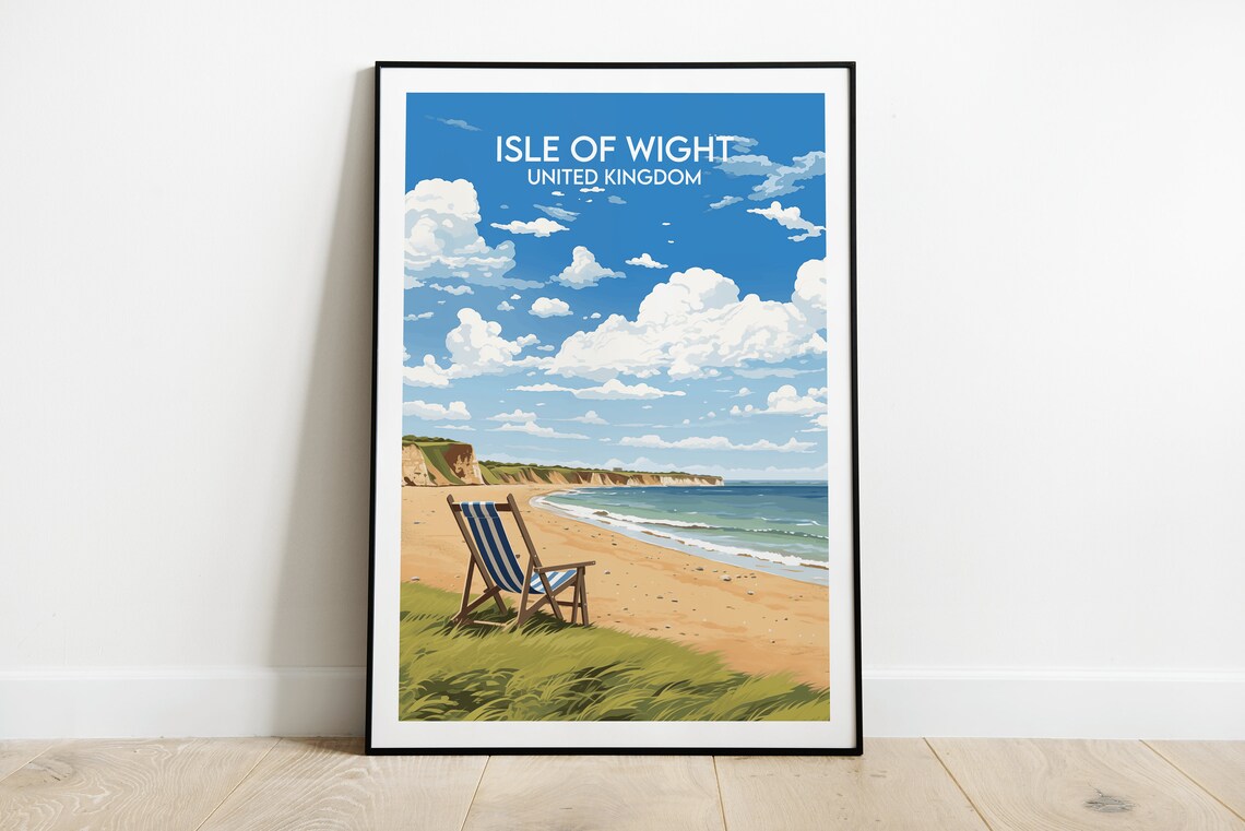 Isle Of Wight United Kingdom Beach Deck Chair Retro Travel Poster