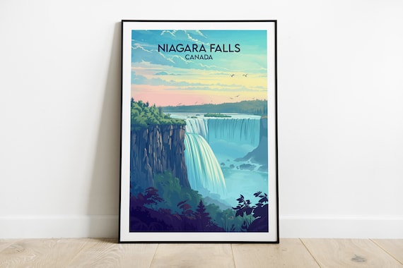 Niagara Falls Canada Sunset Horseshoe Falls Scenic Travel Poster