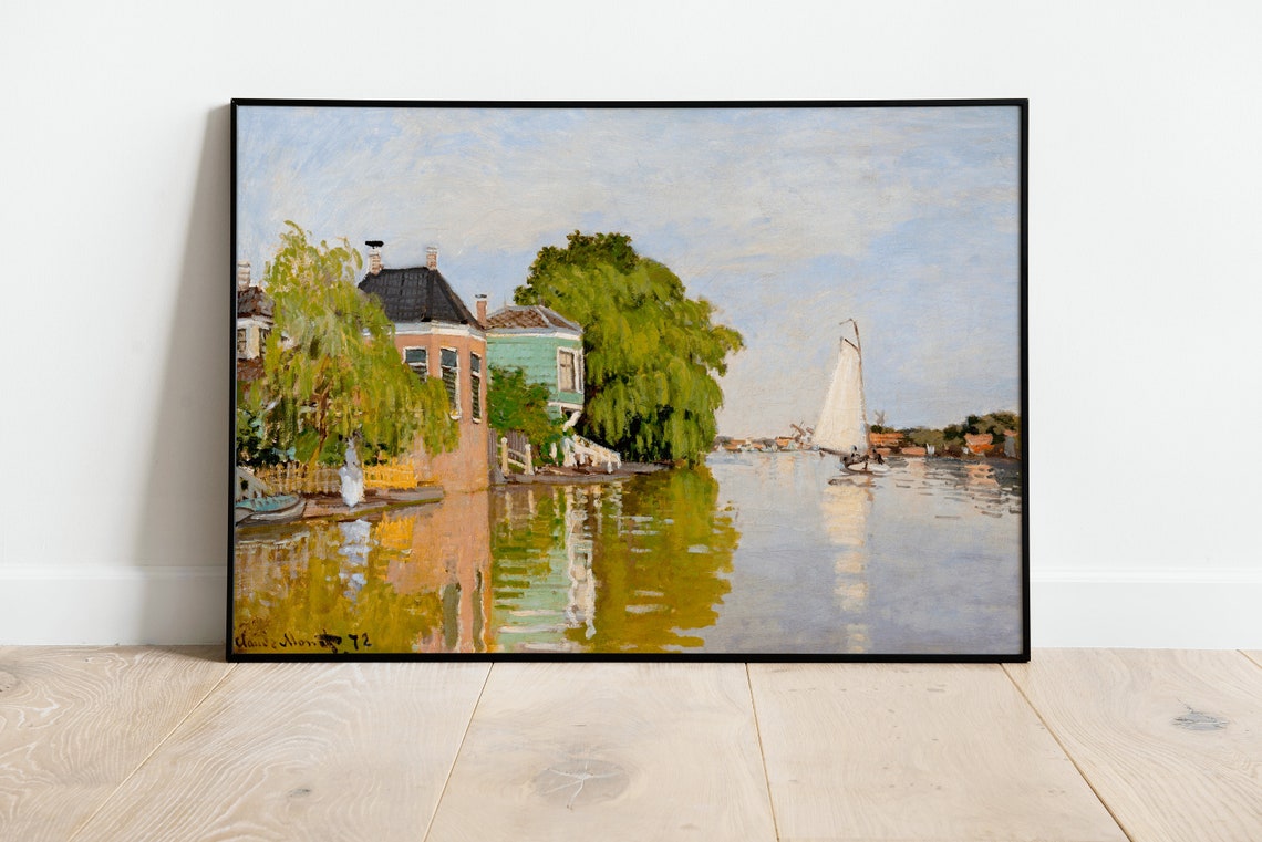 Claude Monet Houses on the River 1871 Impressionist Art Poster