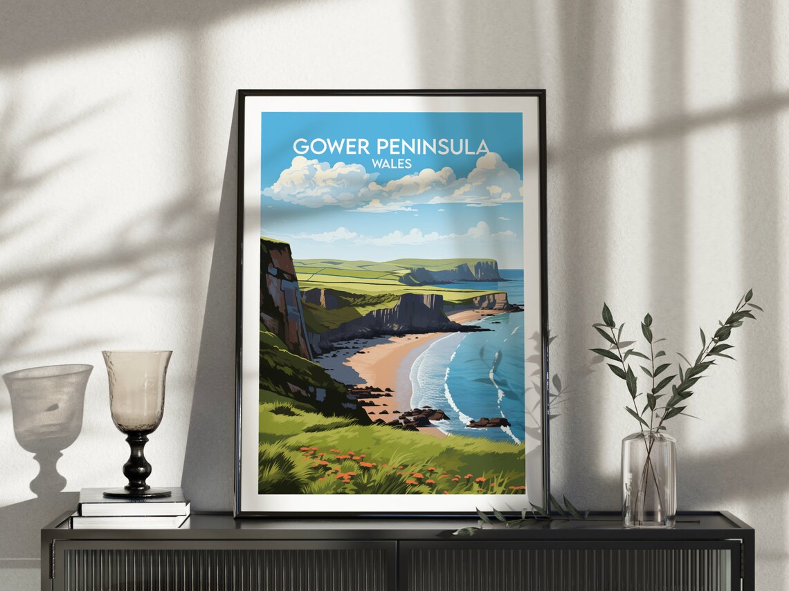 Gower Peninsula Travel Poster, Wales Custom Gift - Image 4