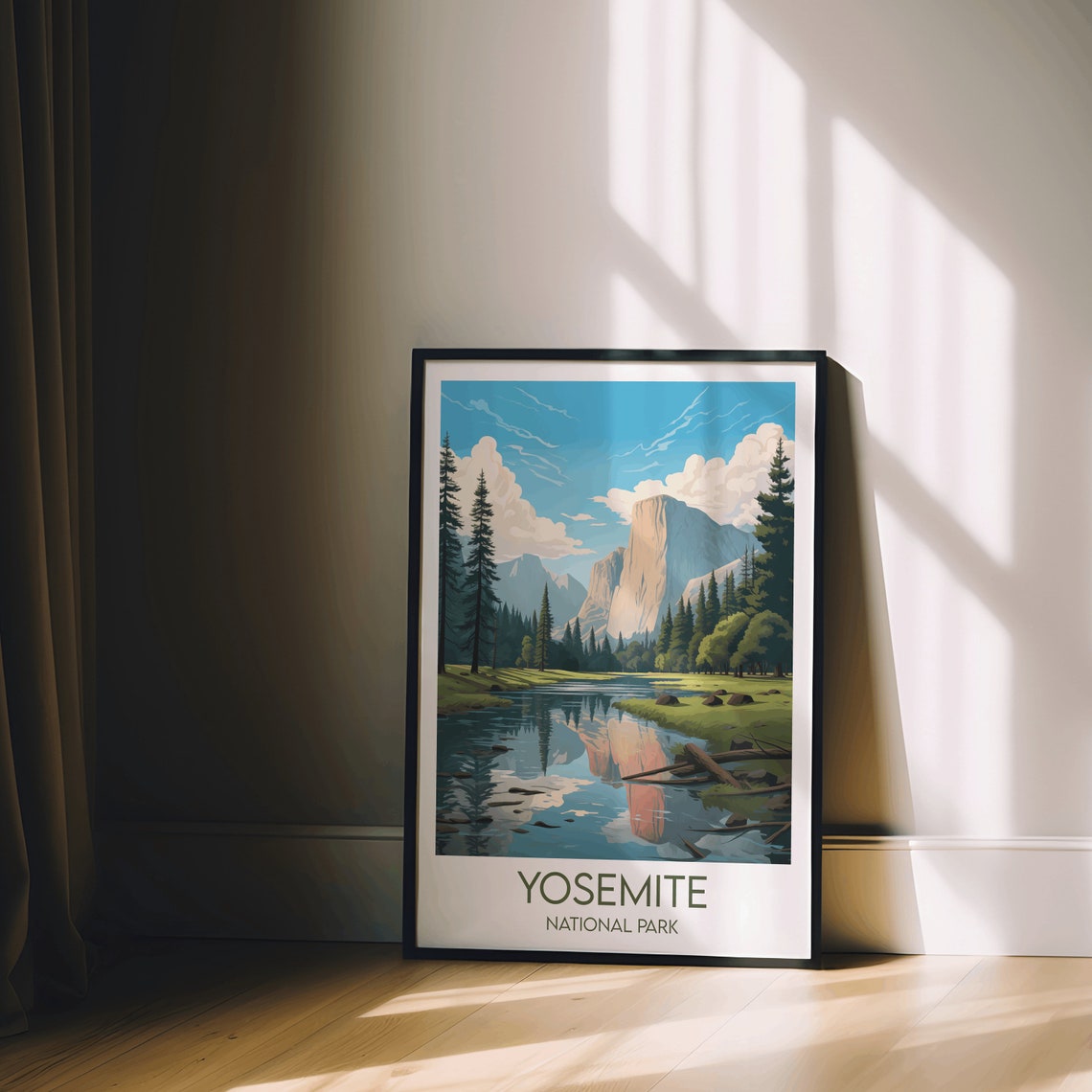 Yosemite National Park El Capitan River Reflection Vintage Poster - Image 2