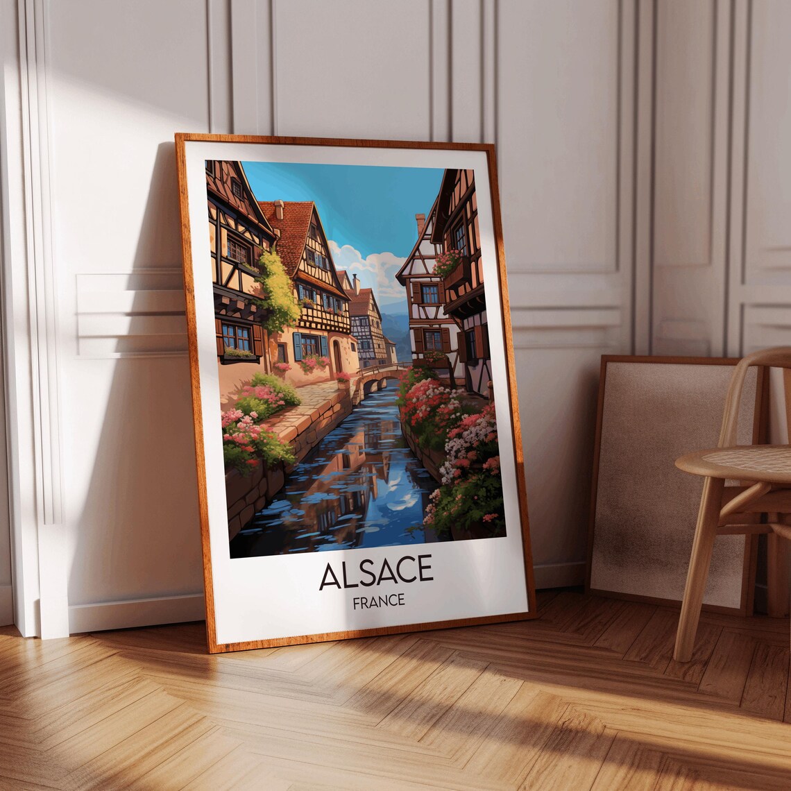 Alsace France Canal Street Half Timbered Houses Flower Poster - Image 3