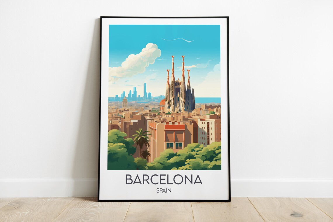 Barcelona Travel Poster, Spain Custom Personalised