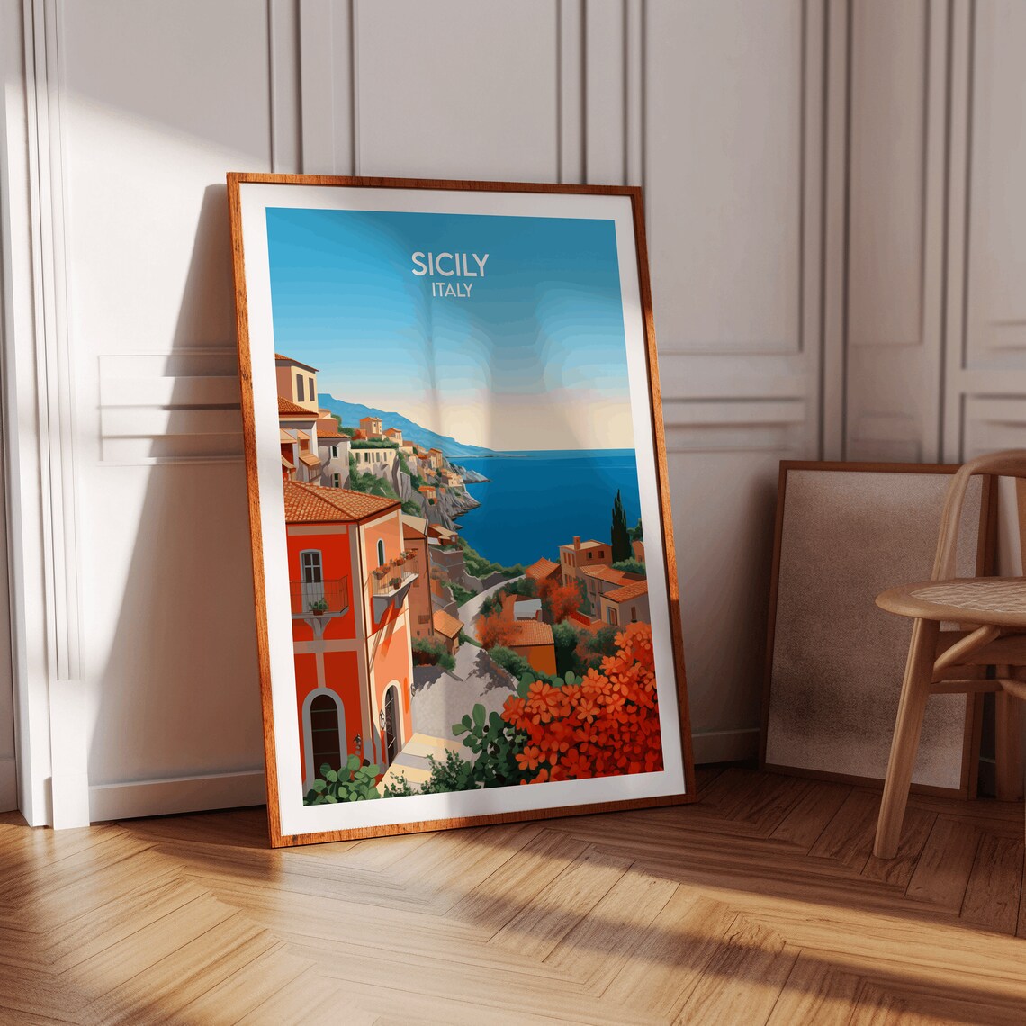 Sicily Italy Colorful Coastal Town Overlooking the Sea Poster - Image 3