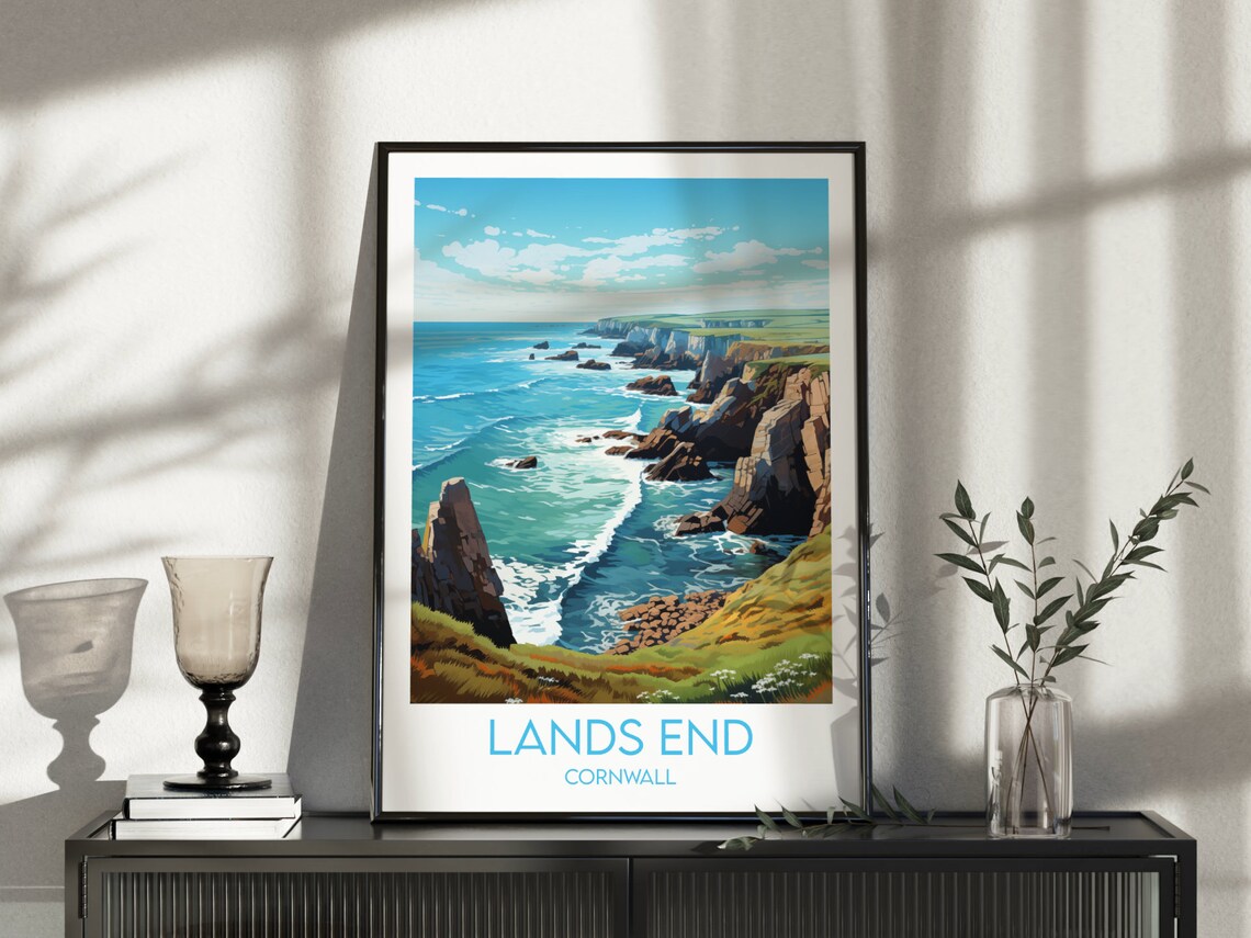 Lands End Cornwall Travel Poster, England UK - Image 4