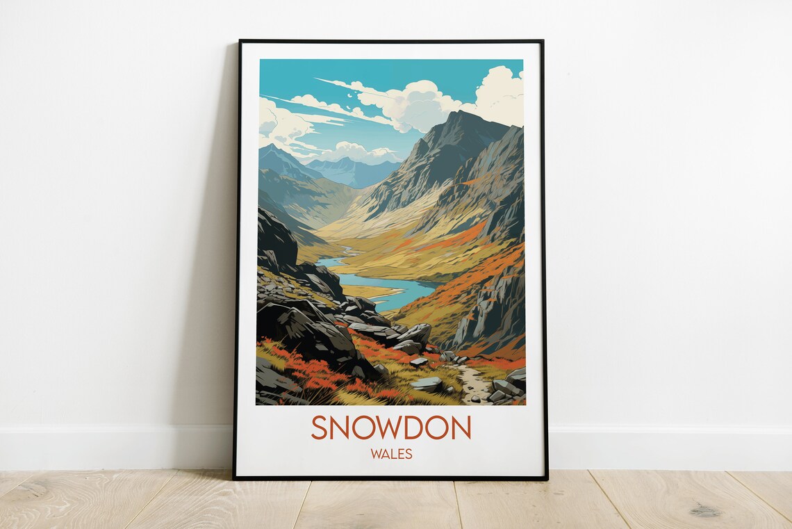 Mount Snowdon Travel Poster, Wales Custom Personalised