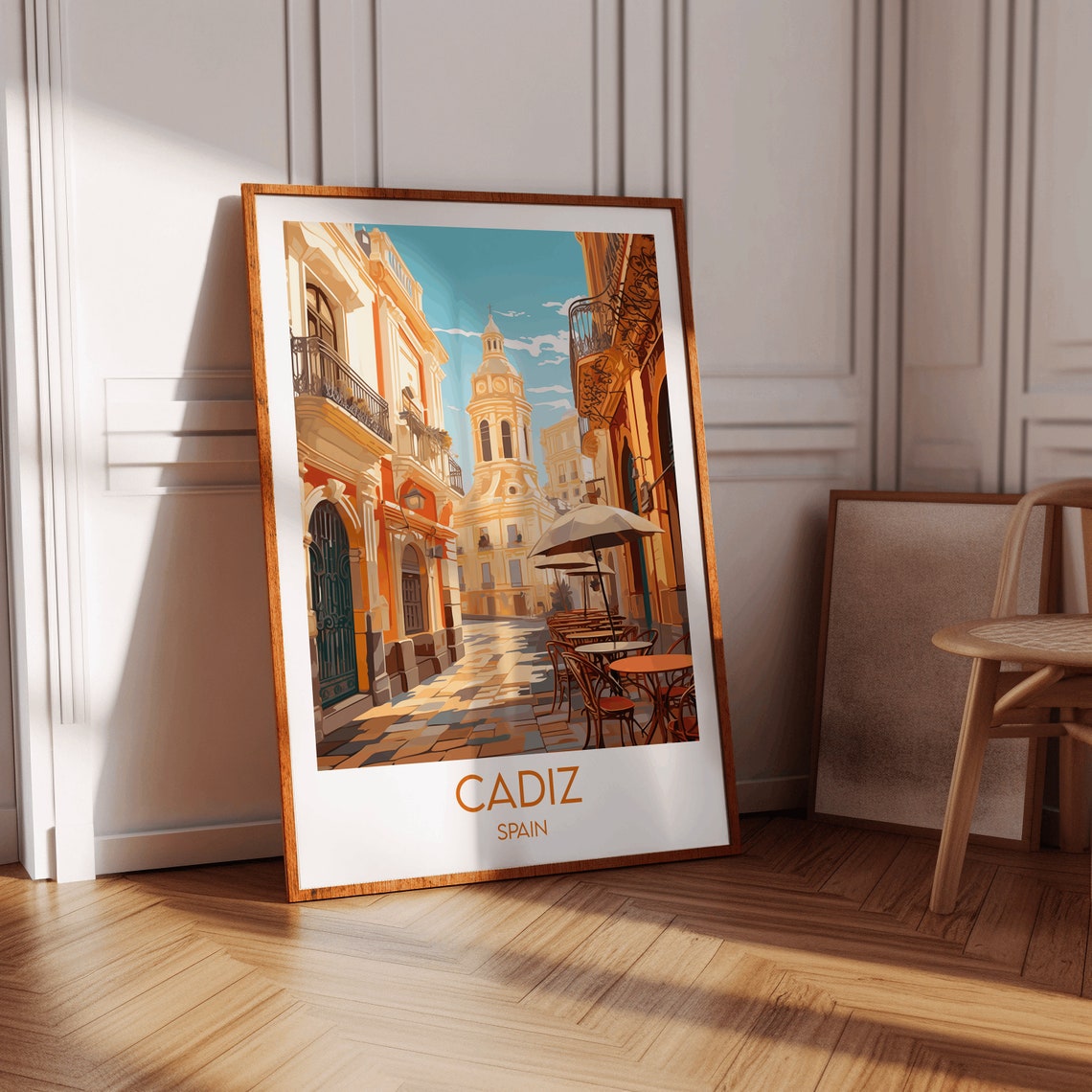 Cadiz Spain Sunlit Cathedral Street Cafes Andalusia Travel Poster - Image 2